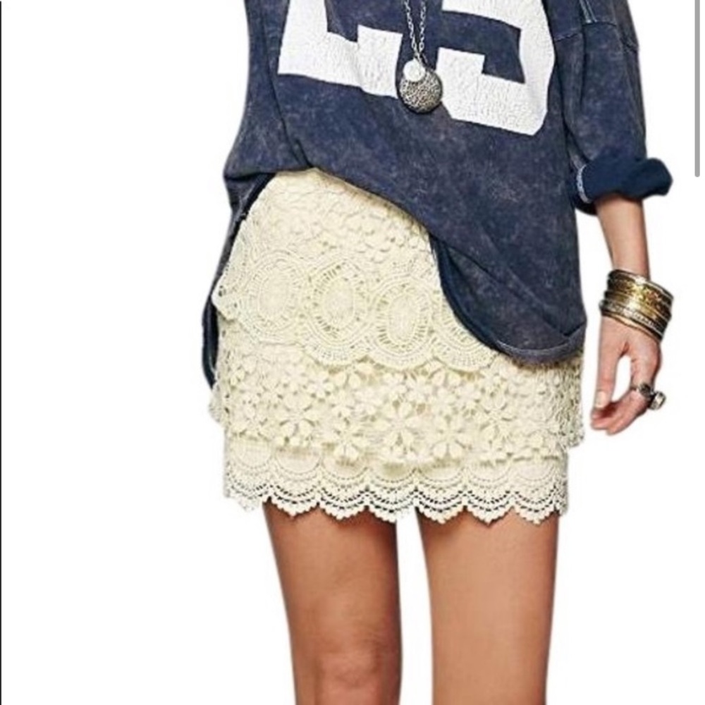 Free People Field Flower Miniskirt, Cream, Size 12